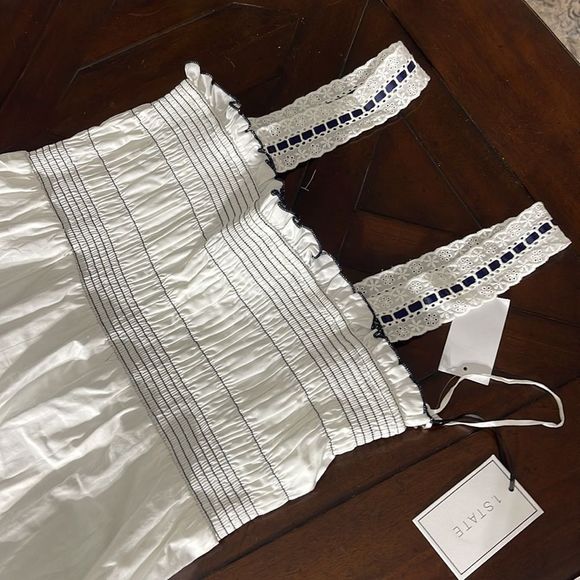 🌟🌟NWT 🌟🌟1.STATE™ Topstiched Smocked Bodice Maxi Dress - size L - Picture 7 of 8